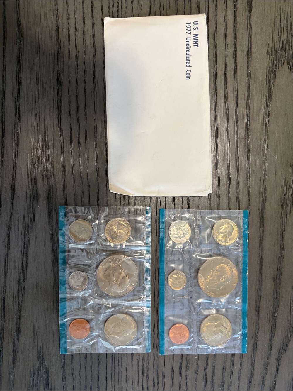 U.S. Mint 1977 Uncirculated Coin Sets – Lot of 2 with Original Envelope